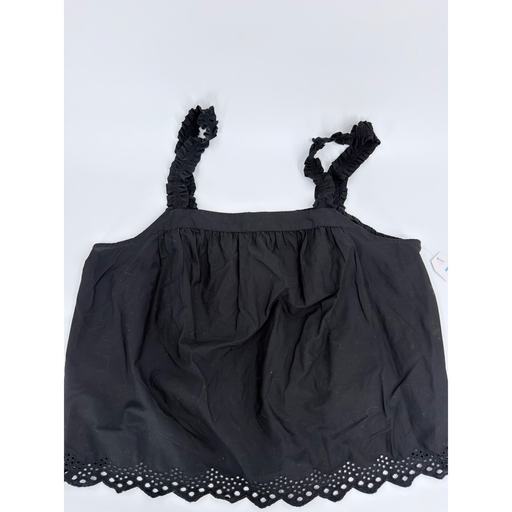 Time and Tru Tank Top Eyelet Ruffle Modern Women XXXL 22 Black